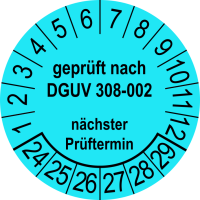P0144 Prüfplakette geprüft nach DGUV 0308-002 
