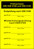 N0010 Prüfnachweis Aufkleber Sicherungskästen DIN VDE 0100 VDE 0105 