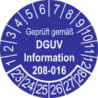 P0052 Prüfplakette geprüft nach DGUV Information 208-016 
