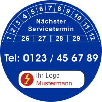 P0068 Prüfplakette nächster Servicetermin mit Logo und Firma 