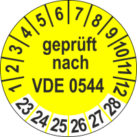 P0102 Prüfplakette geprüft nach VDE 0544 