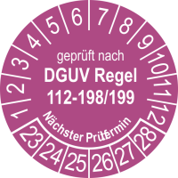 P0129 Prüfplakette geprüft nach DGUV Regel 112-198 199 Nächster Prüftermin 