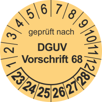 P0135 Prüfplakette geprüft nach DGUV Vorschrift 68 