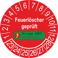 P0188 Prüfetikett Feuerlöscher geprüft mit Logo und Firmeneindruck 